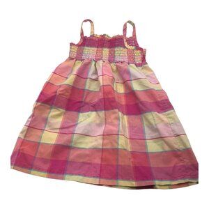 Faded Glory Pink Plaid Baby Girl Dress 24M Sleeveless Smocked Top Lightweight Co